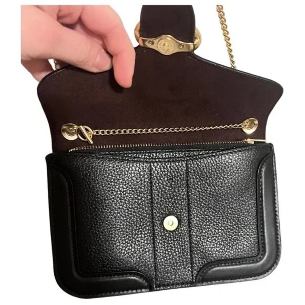 NWT Coach Georgie Black Pebbled Leather Shoulder/Crossbody with Rivets - Picture 5 of 9